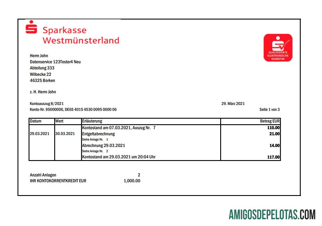Germany Sparkasse Excel Pdf modelo